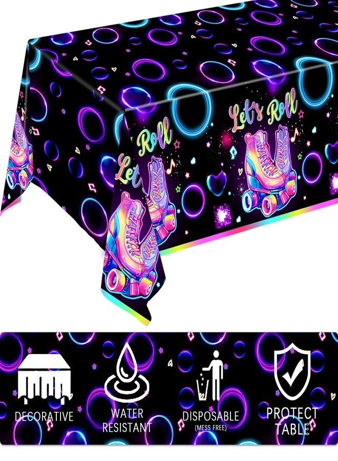 LINHAXM 3 Pack Roller Skating Tablecloths, Roller Skating Party Decorations, Let’s Roll Tablecloth for Roller Skate Birthday Party Decorations, 54 x 108 Inch - Image 3
